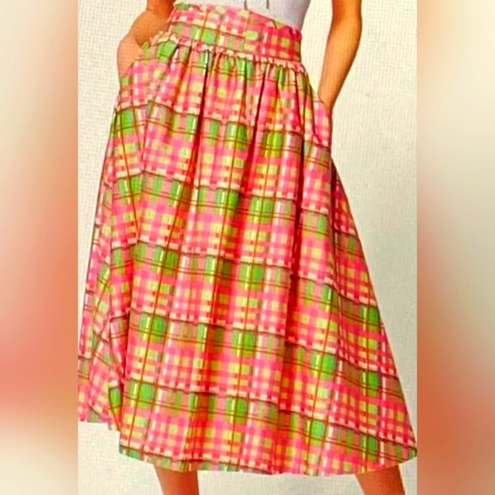 NWOT New York & Company 7th Avenue Plaid Full Skirt Size 12 Skirt